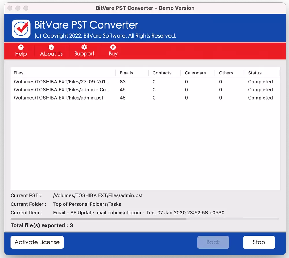 select naming option of PST Converter