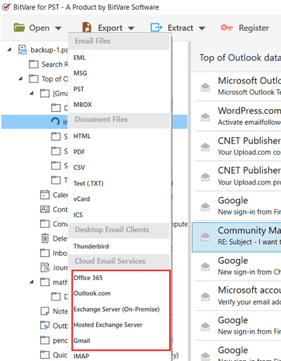 Outlook Converter to Export PST Files to O365, PDF, MBOX, IMAP, Gmail, MSG, etc.