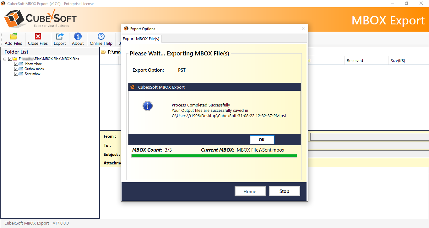 MBOX to pst migration done